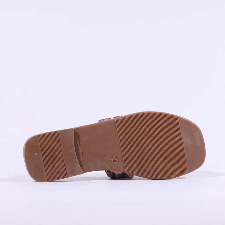 Women Oh My Sandals Flat Mule Slider - Leopard Print
