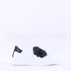 Women Marco Moreo Flower Brooch Low Trainer - White Black
