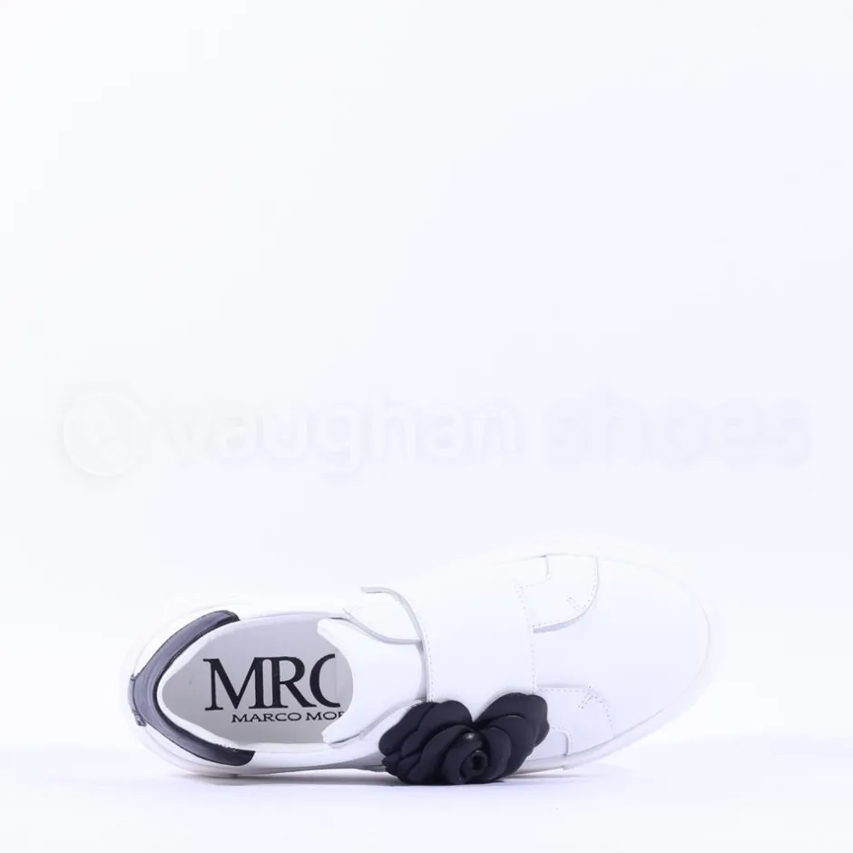Women Marco Moreo Flower Brooch Low Trainer - White Black