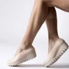 Women Wonders Fly Classic Slip On Wedge - Nude Leather