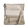 Rieker Front Zip Crossbody Bag - Beige Metallic Combi