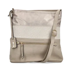 Rieker Front Zip Crossbody Bag - Beige Metallic Combi