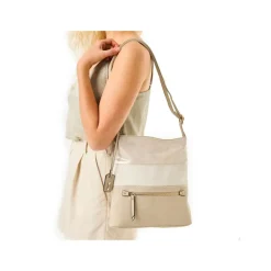 Rieker Front Zip Crossbody Bag - Beige Metallic Combi