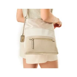 Rieker Front Zip Crossbody Bag - Beige Metallic Combi