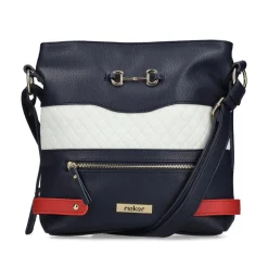 Rieker Front Zip Link Detail Crossbody - Navywhite
