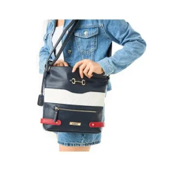 Rieker Front Zip Link Detail Crossbody - Navywhite