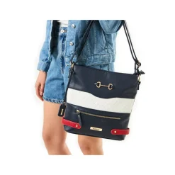 Rieker Front Zip Link Detail Crossbody - Navywhite