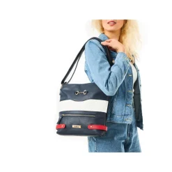 Rieker Front Zip Link Detail Crossbody - Navywhite