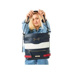 Rieker Front Zip Link Detail Crossbody - Navywhite