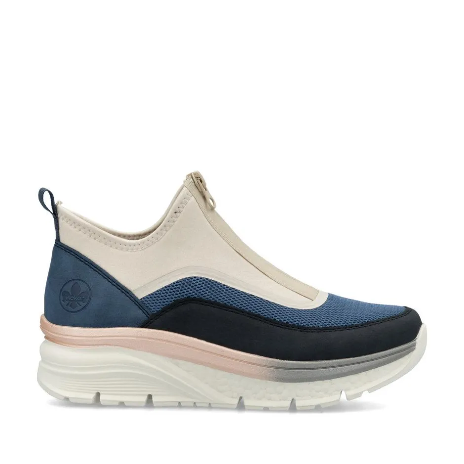 Women Rieker Front Zip Mesh Trainer - Blue Combination