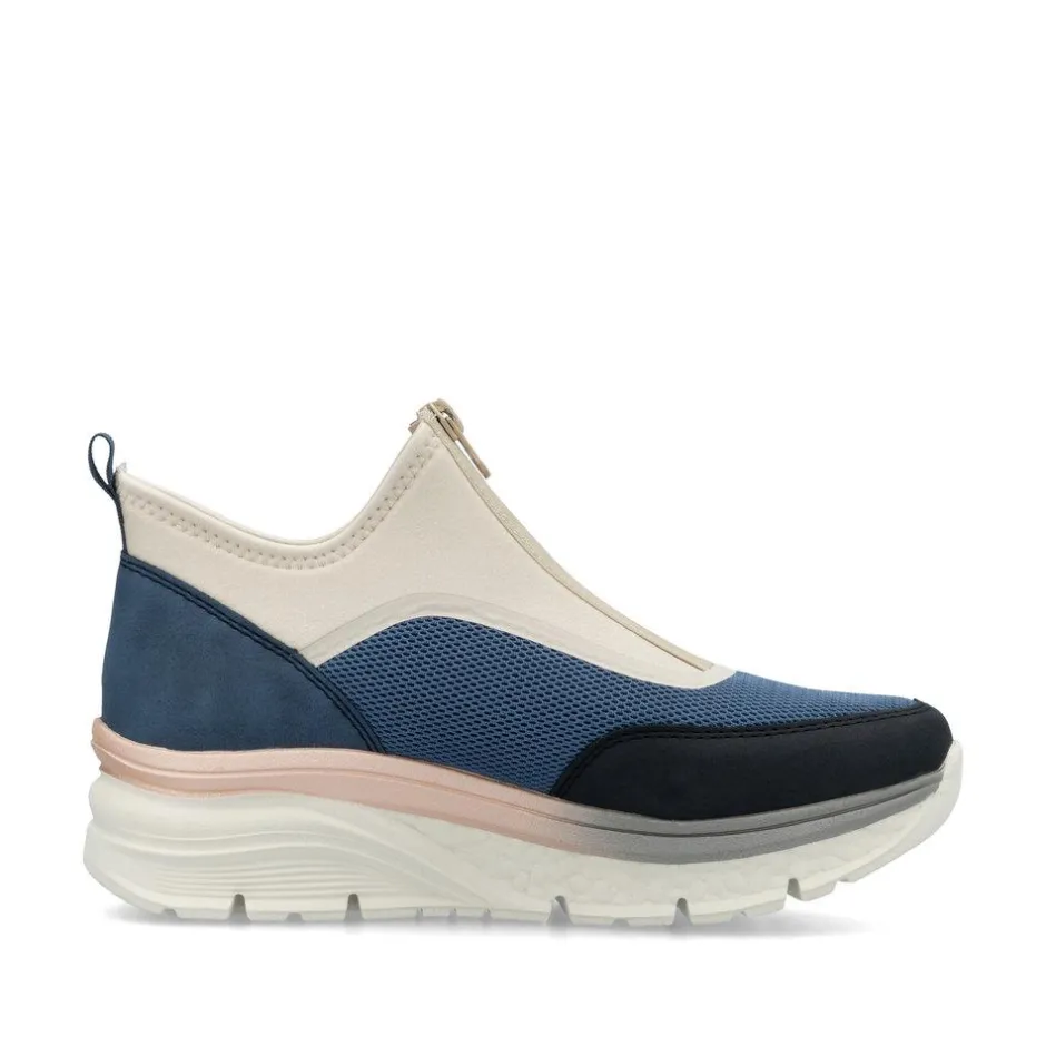 Women Rieker Front Zip Mesh Trainer - Blue Combination