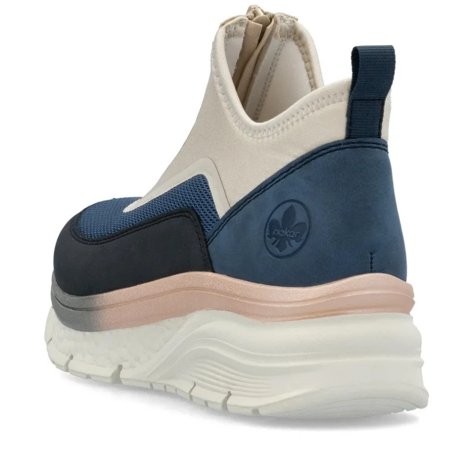 Women Rieker Front Zip Mesh Trainer - Blue Combination