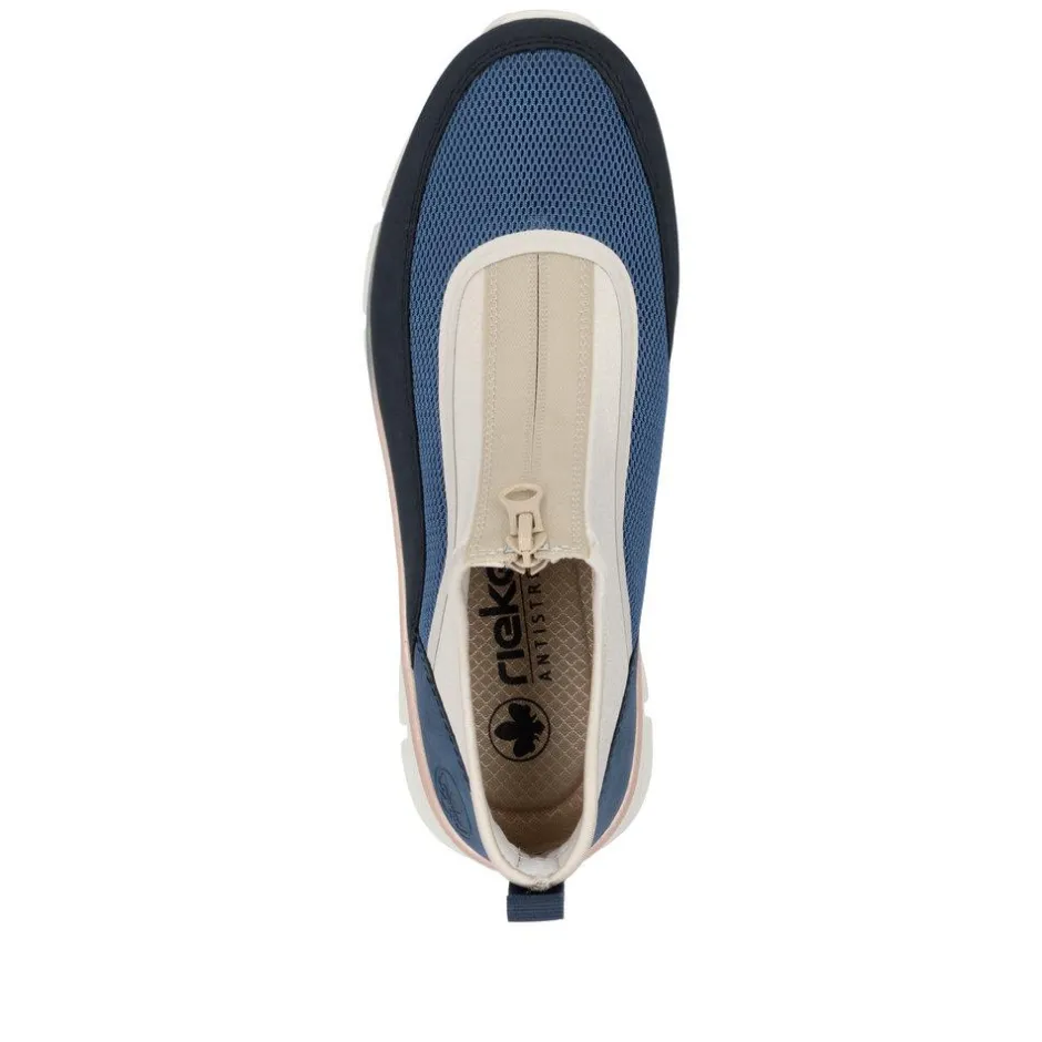 Women Rieker Front Zip Mesh Trainer - Blue Combination