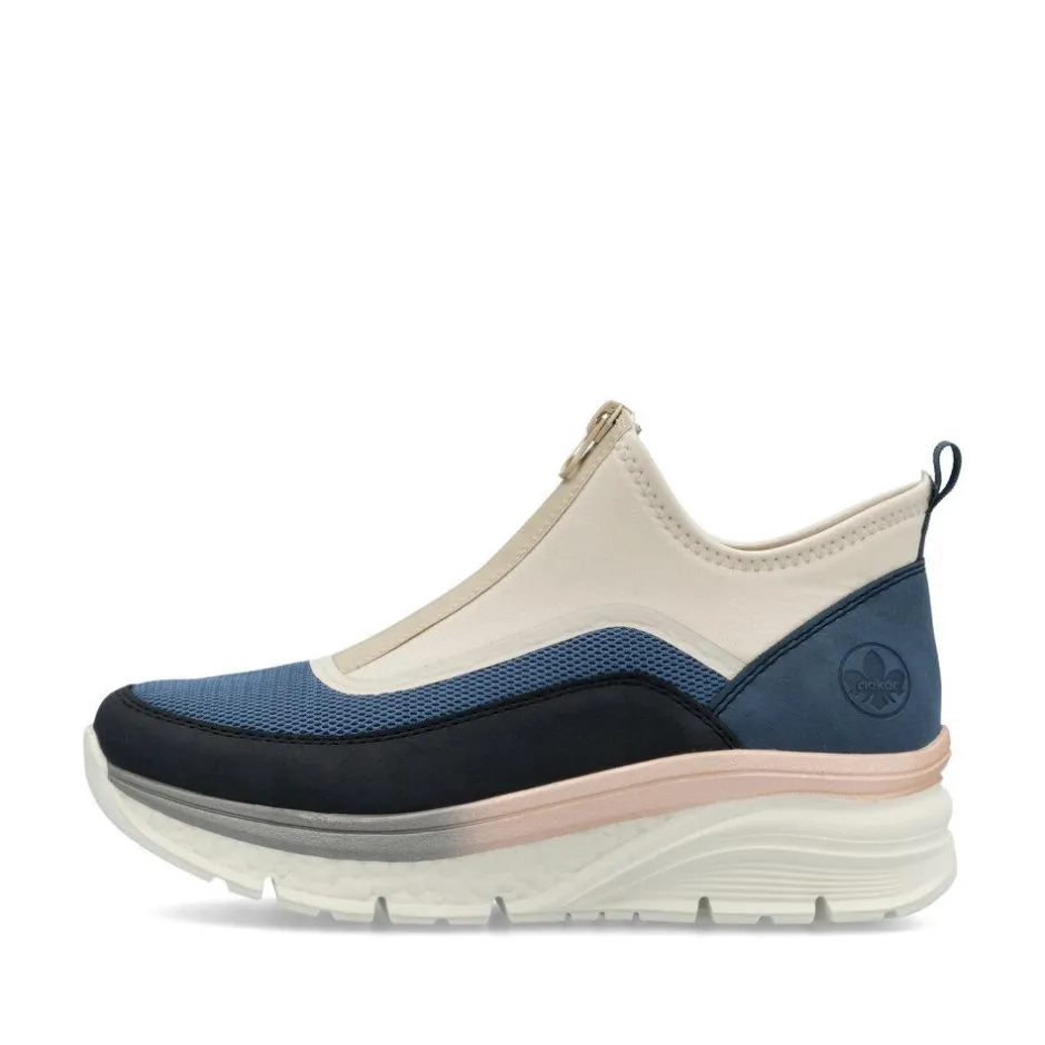 Women Rieker Front Zip Mesh Trainer - Blue Combination
