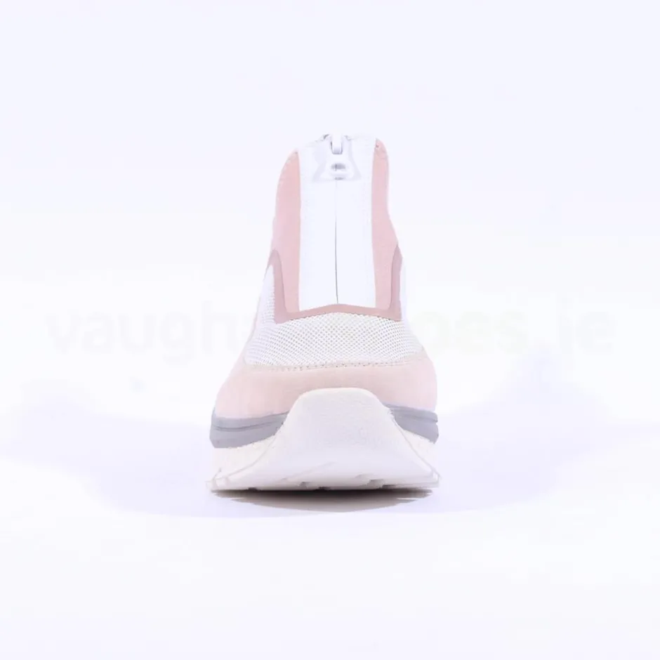 Women Rieker Front Zip Mesh Trainer - Pink Beige Combi