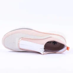 Women Rieker Front Zip Mesh Trainer - Pink Beige Combi