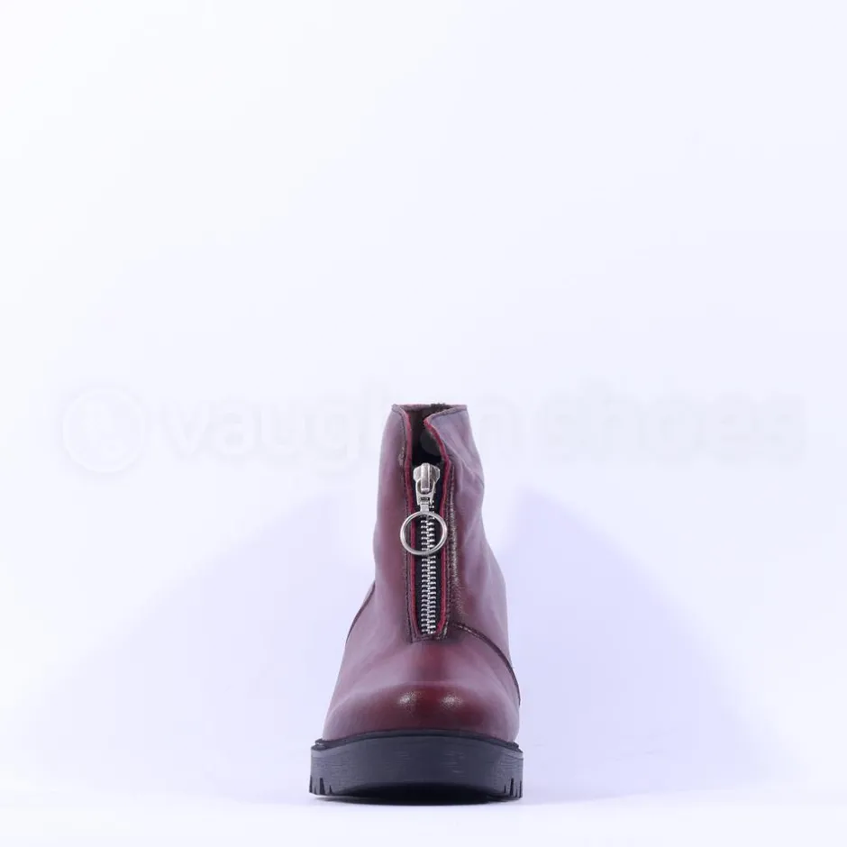 Women Pepe Menargues Front Zip Wedge Boot - Wine Leather