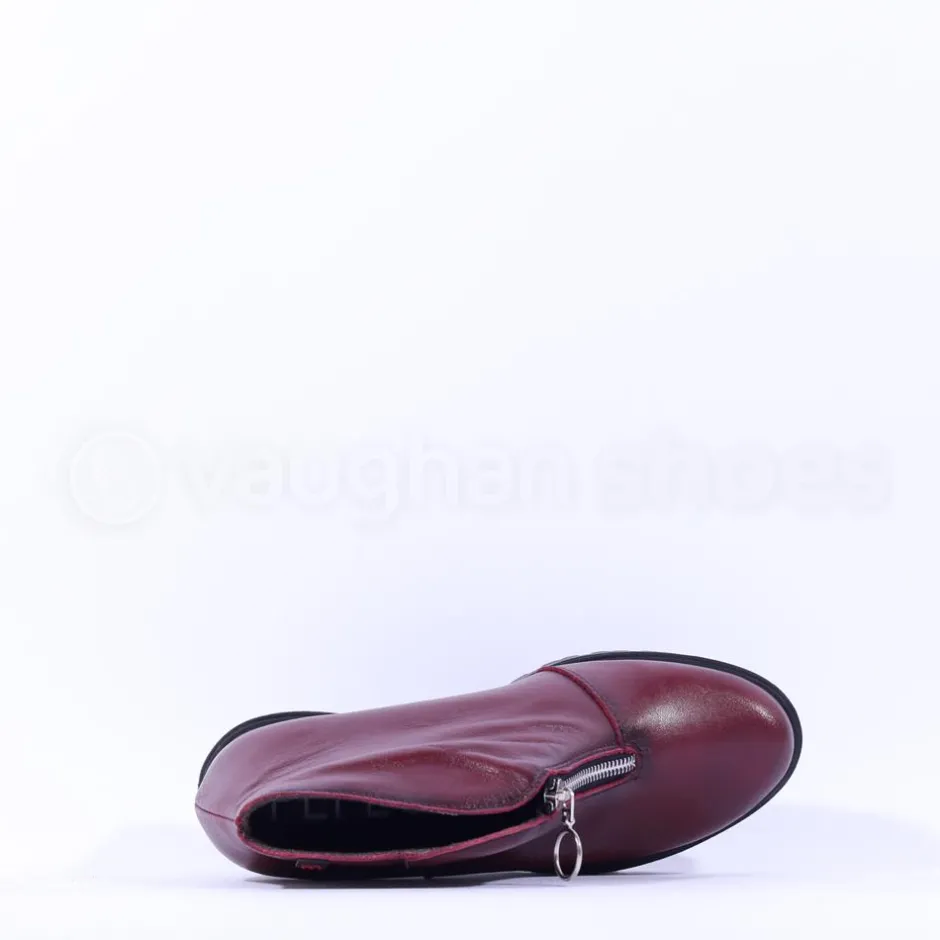 Women Pepe Menargues Front Zip Wedge Boot - Wine Leather
