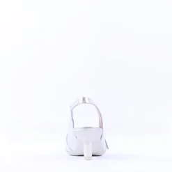 Women Wonders Gaia Kitten Heel Strap Slingback - Silver Leather