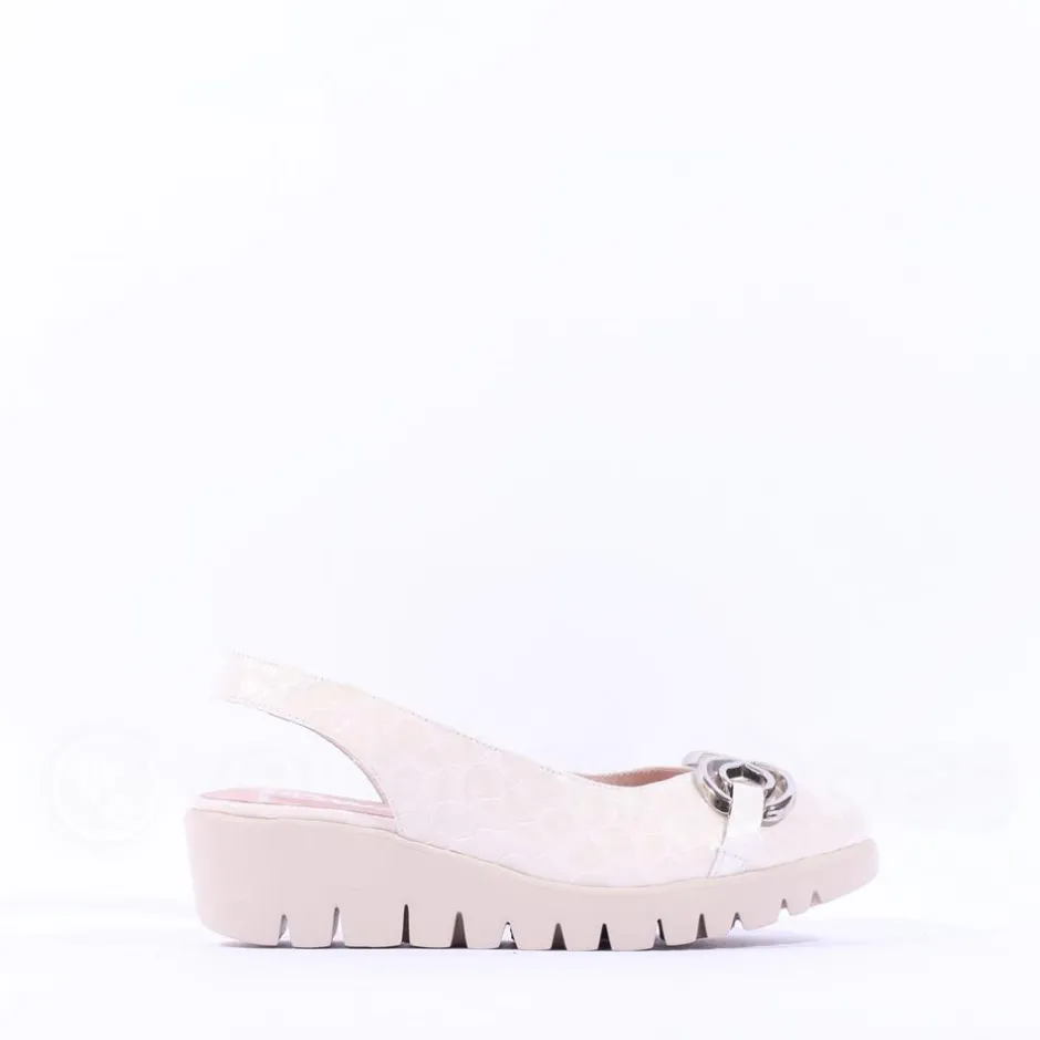 Women Wonders Gale Slingback Link Wedge - Off White Croc