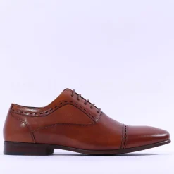 Tommy Bowe Galthie Toe Cap Oxford Shoe - Tan Leather
