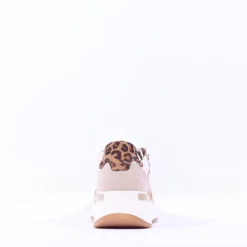 Women Ara Garda Side Zip Wedge Trainer - Beige Leopard Combi