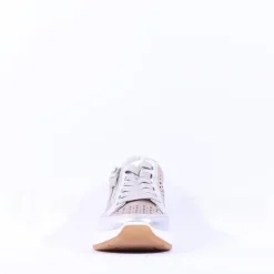 Women Ara Garda Sidezip Lace Wedge Trainer - Metallic Combi