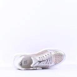 Women Ara Garda Sidezip Lace Wedge Trainer - Metallic Combi