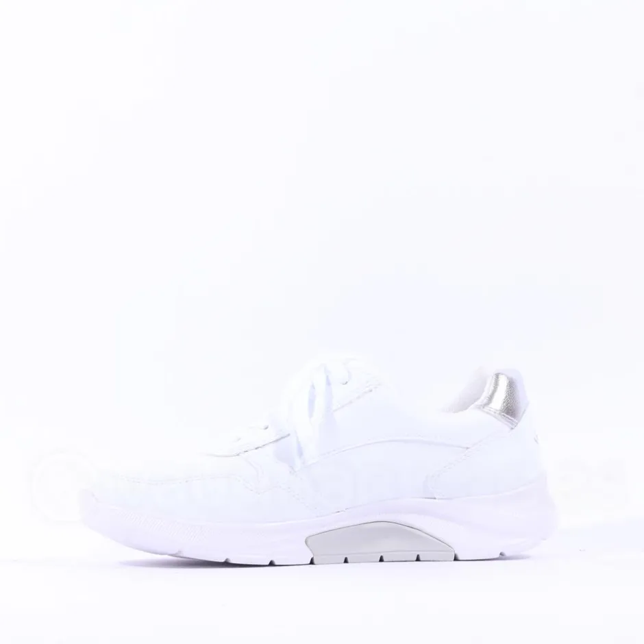 Women Gabor Garten Rolling Soft Zip Trainer - White Silver