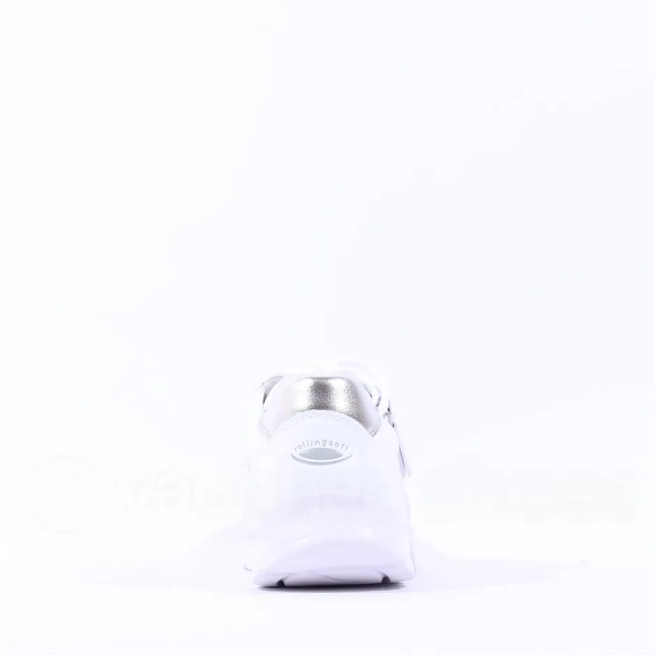 Women Gabor Garten Rolling Soft Zip Trainer - White Silver