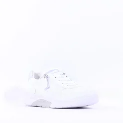 Women Gabor Garten Rolling Soft Zip Trainer - White Silver