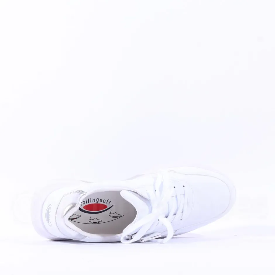 Women Gabor Garten Rolling Soft Zip Trainer - White Silver