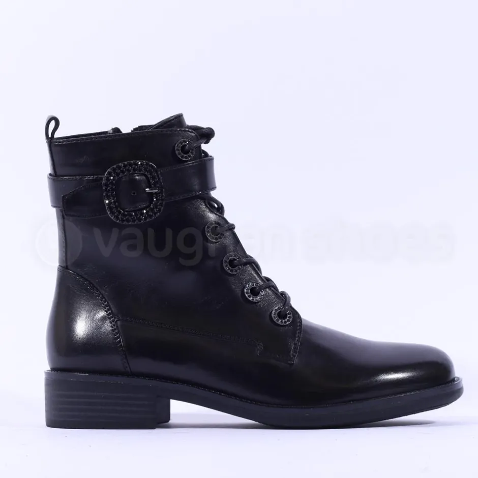Women Regarde Le Ciel Gem Buckle Boot - Black Leather