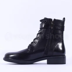 Women Regarde Le Ciel Gem Buckle Boot - Black Leather