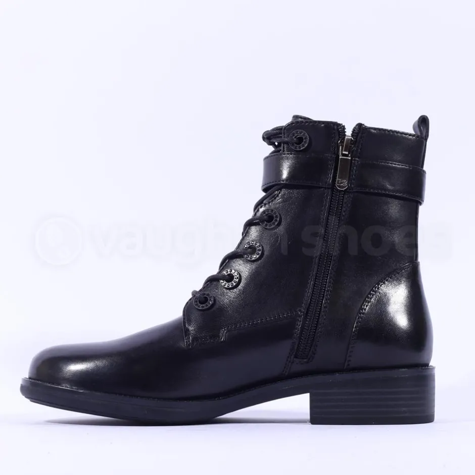 Women Regarde Le Ciel Gem Buckle Boot - Black Leather