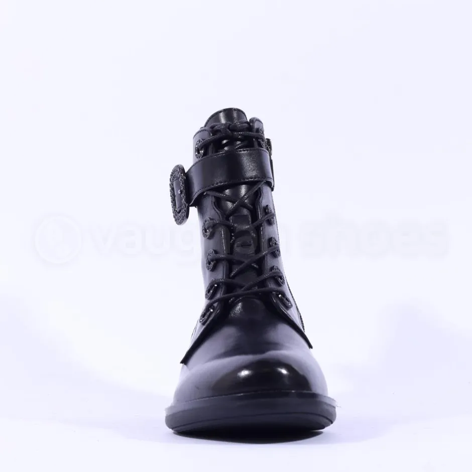 Women Regarde Le Ciel Gem Buckle Boot - Black Leather
