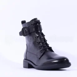 Women Regarde Le Ciel Gem Buckle Boot - Black Leather