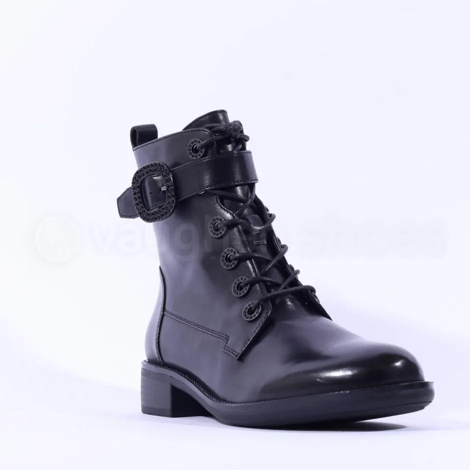 Women Regarde Le Ciel Gem Buckle Boot - Black Leather