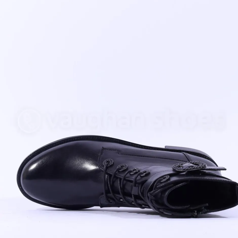 Women Regarde Le Ciel Gem Buckle Boot - Black Leather