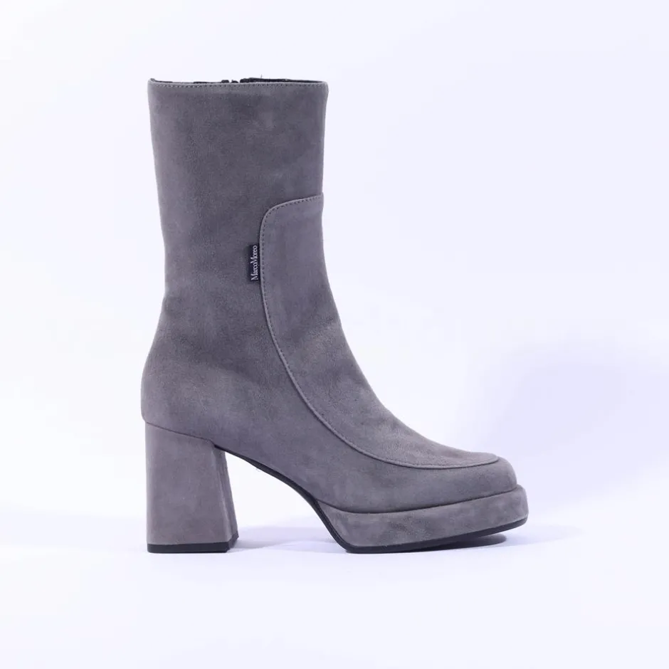 Women Marco Moreo Geneva Block Heel Mid Boot - Grey Suede