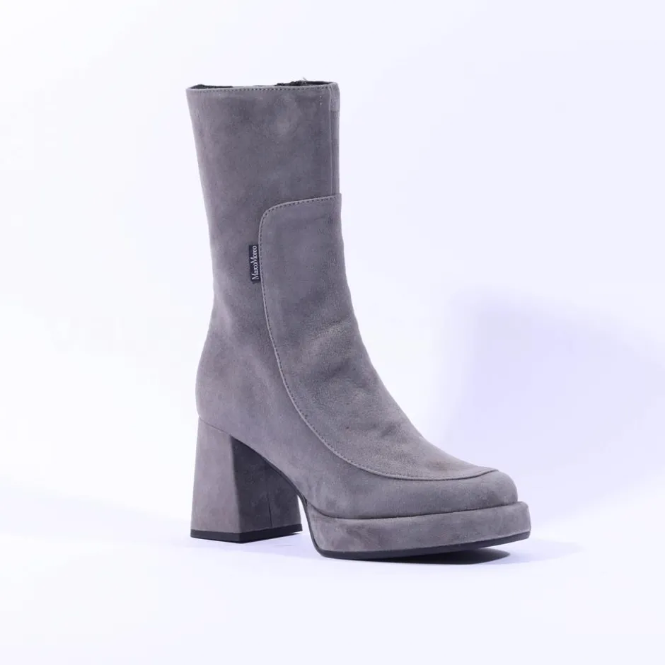 Women Marco Moreo Geneva Block Heel Mid Boot - Grey Suede