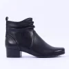 Women Caprice Gerda Folded Wide Fit Ankle Boot - Black Soft Leather