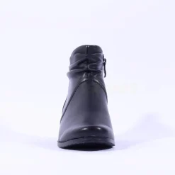 Women Caprice Gerda Folded Wide Fit Ankle Boot - Black Soft Leather