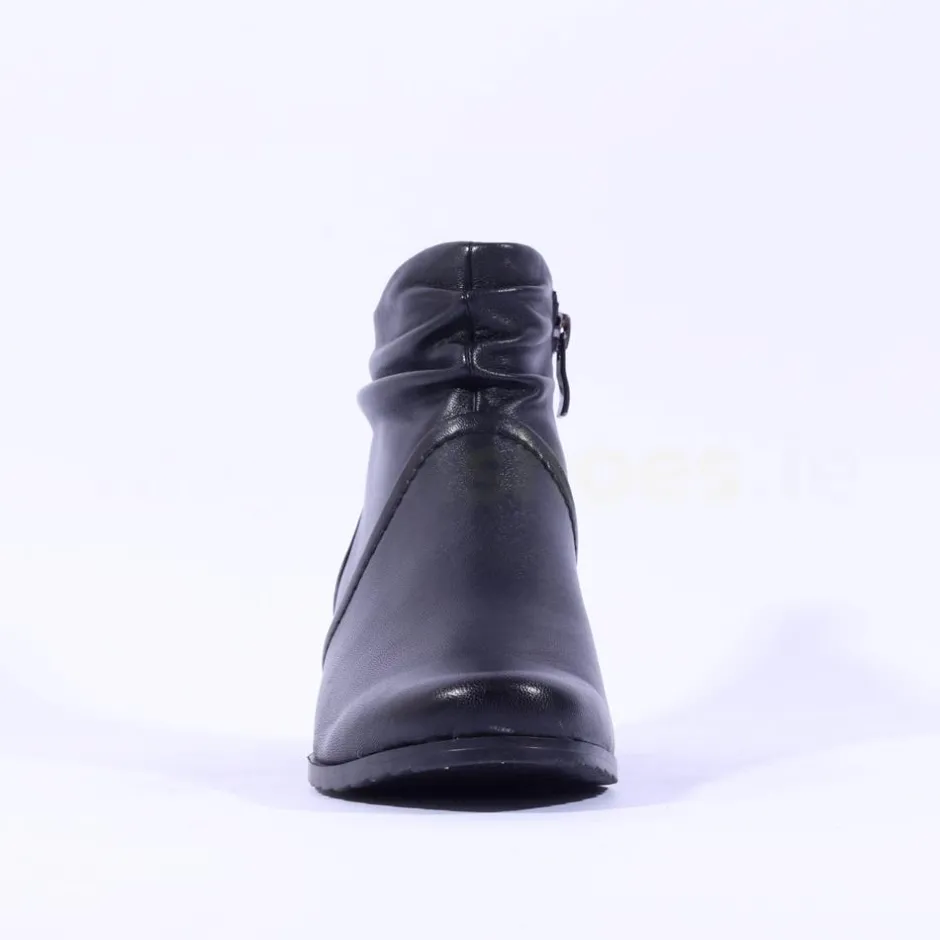 Women Caprice Gerda Folded Wide Fit Ankle Boot - Black Soft Leather