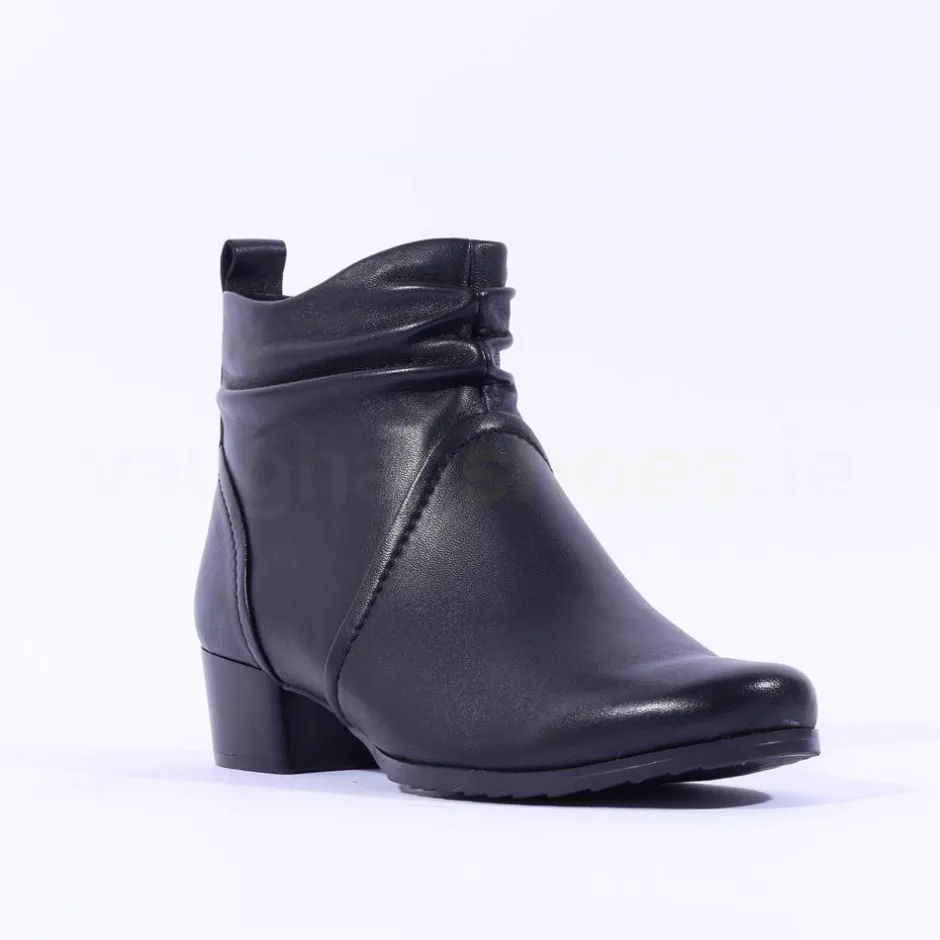 Women Caprice Gerda Folded Wide Fit Ankle Boot - Black Soft Leather