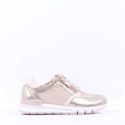Women Caprice Ginga Side Zip Sparkle Trainer - Gold Metallic