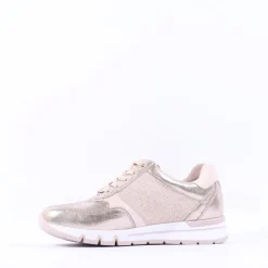 Women Caprice Ginga Side Zip Sparkle Trainer - Gold Metallic
