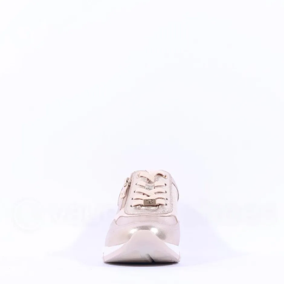 Women Caprice Ginga Side Zip Sparkle Trainer - Gold Metallic