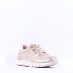 Women Caprice Ginga Side Zip Sparkle Trainer - Gold Metallic