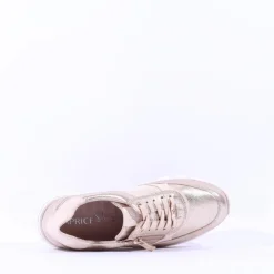 Women Caprice Ginga Side Zip Sparkle Trainer - Gold Metallic